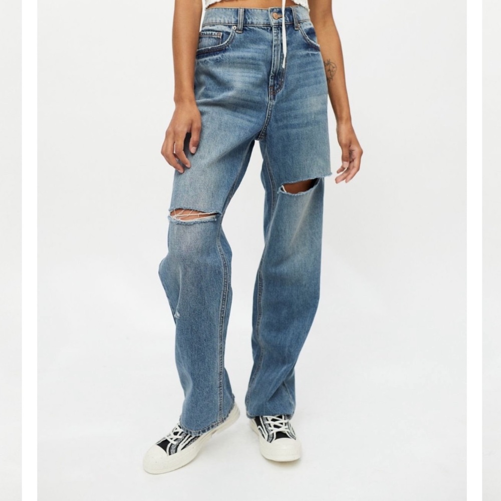 Urban Outfitters BDG Loose Straight Jeans Size 29 Blue Denim Ripped Distress - Picture 6 of 6
